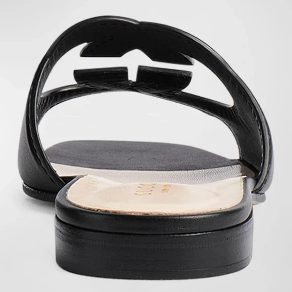 Gucci Leather Interlocking G Cutout Slide Sandals - Picture 9 of 11